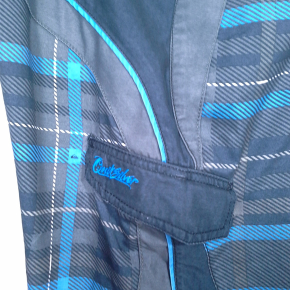 QuikSilver mens board shorts Sz 29 Black gray blue Plaid print Swim trunks Roomy - Picture 5 of 8